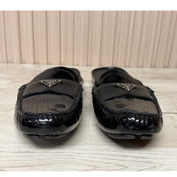 Prada Black Leather Loafers Classic Flats - Picture 4 of 16